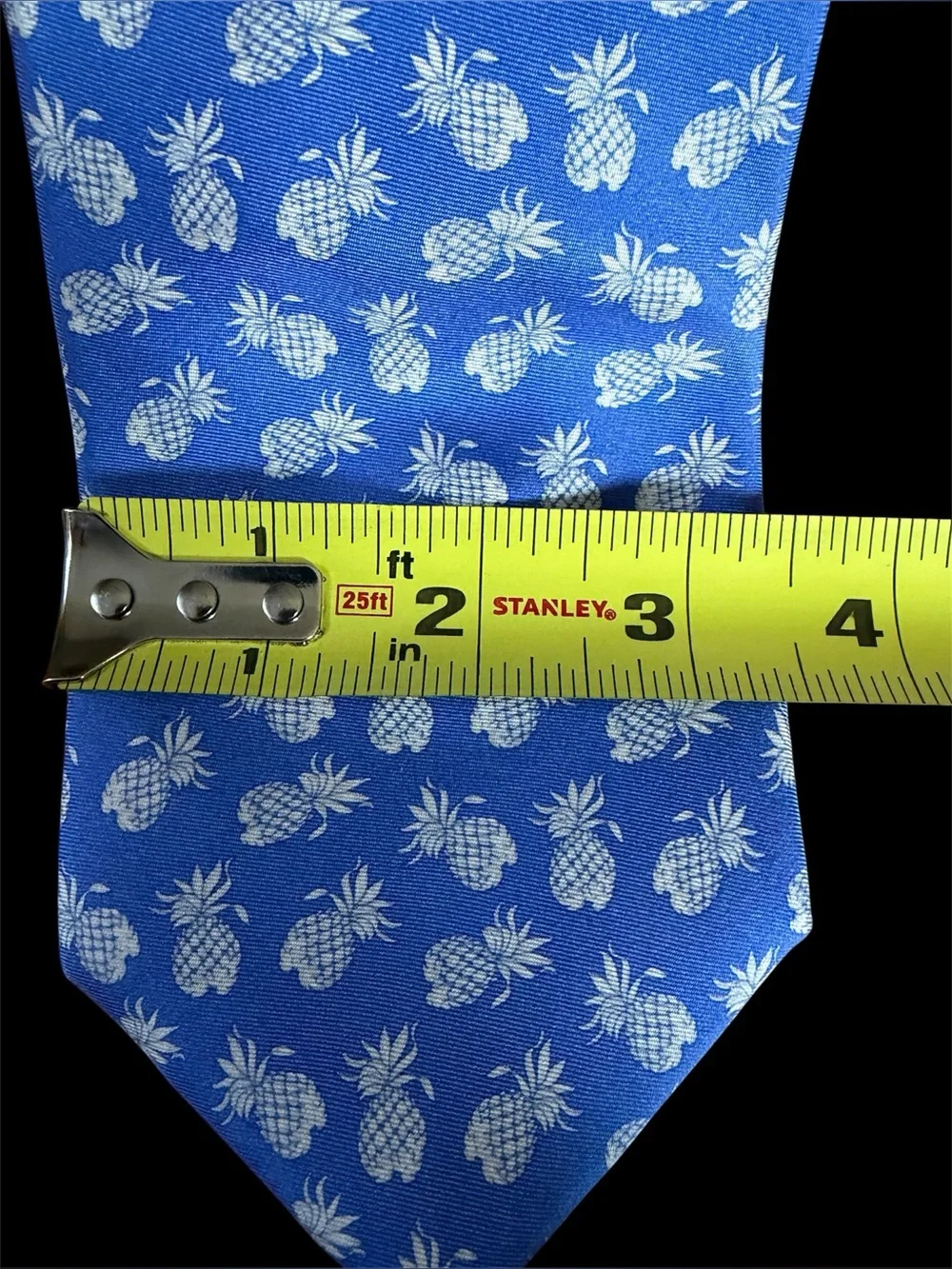 Lands’ End Men’s Blue Tie Pineapple All Over Design 100% Silk